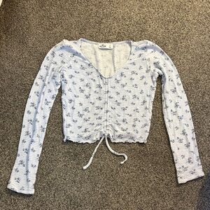 Hollister Light Blue Floral Ruched Top